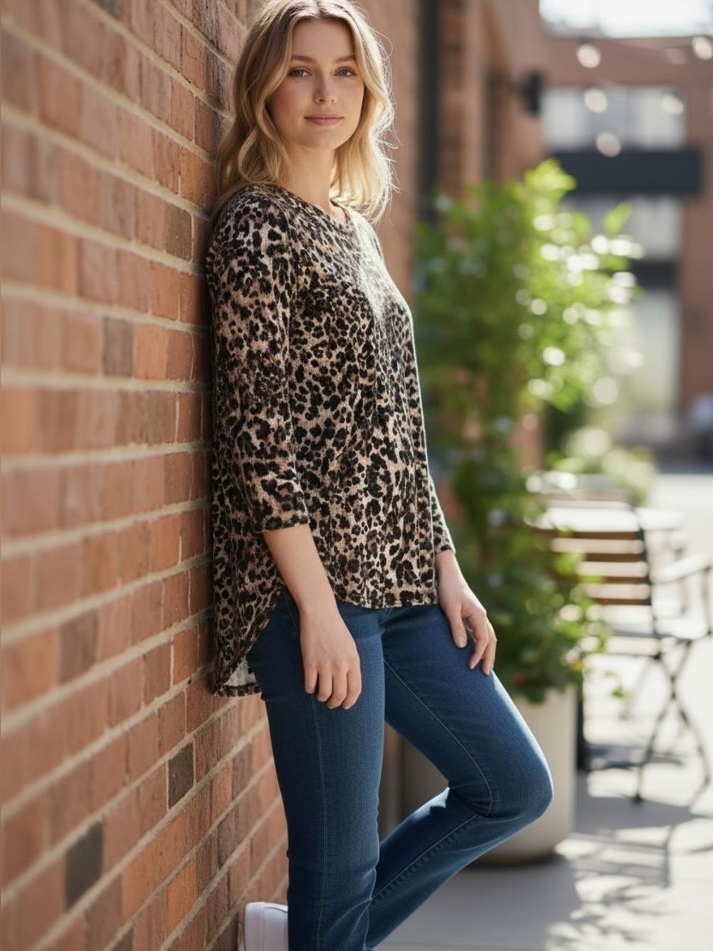 Bobeau Animal Print Women’s Tunic Top S